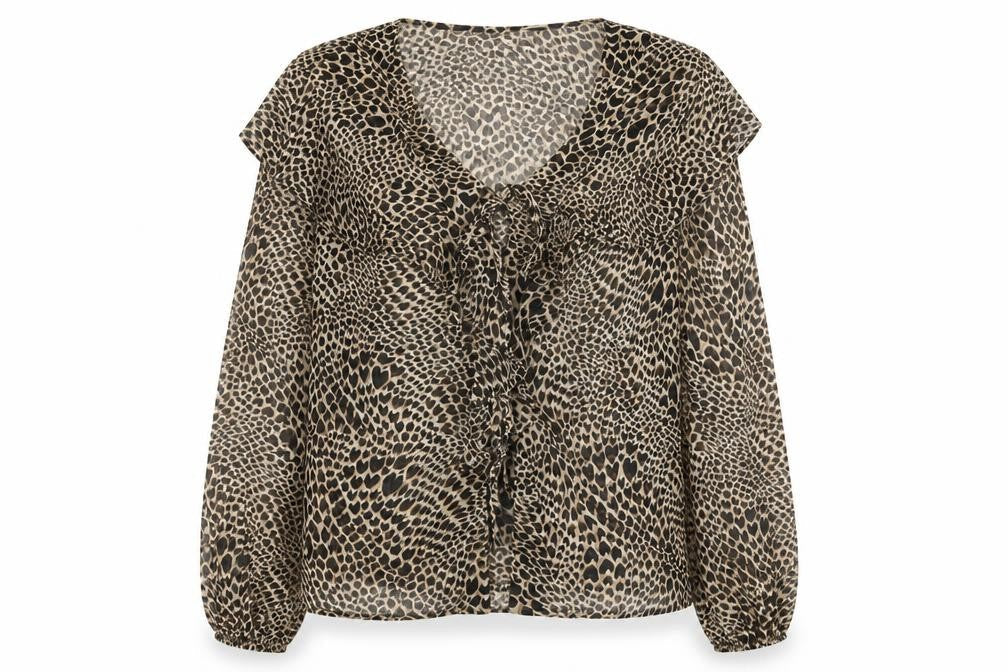Topshop Womens Brown Geometric Polyester Basic Blouse Size 10 V-Neck