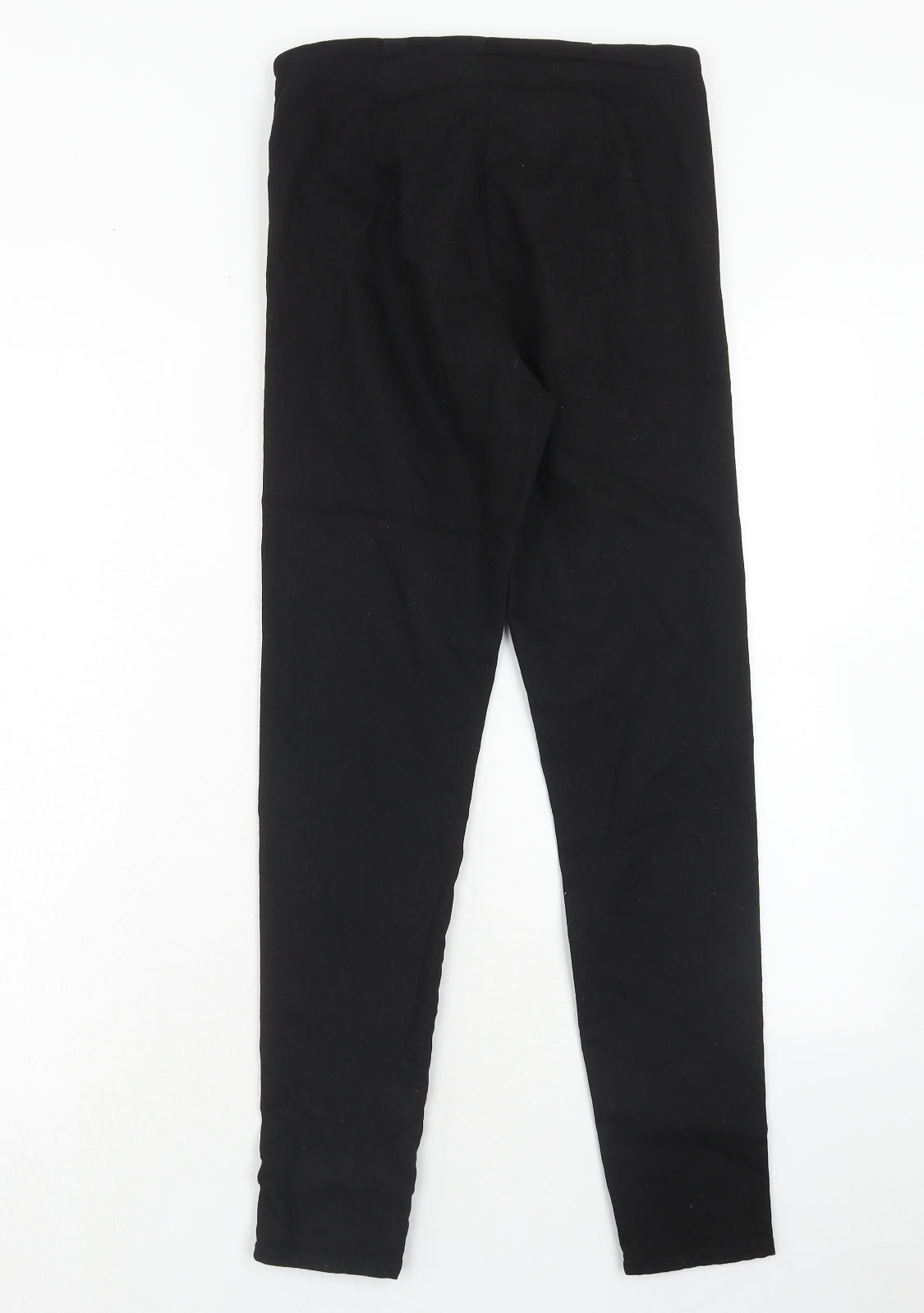 H&M Womens Black Cotton Trousers Size 10 Regular Zip