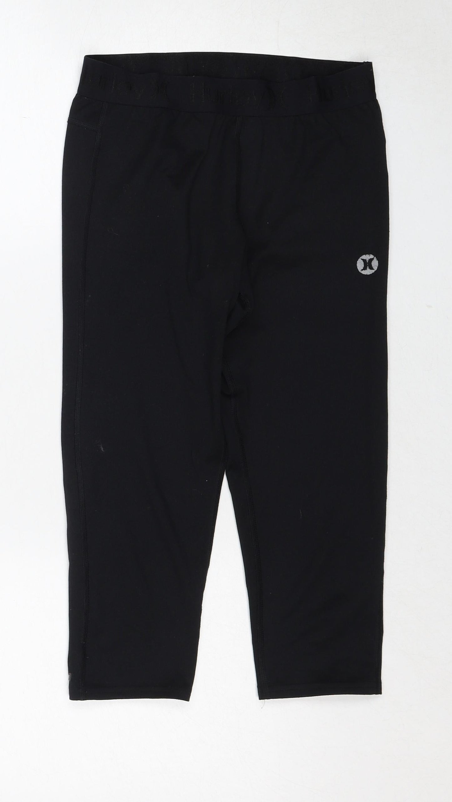 Hurley Womens Black Polyester Cropped Trousers Size S Regular Pullover