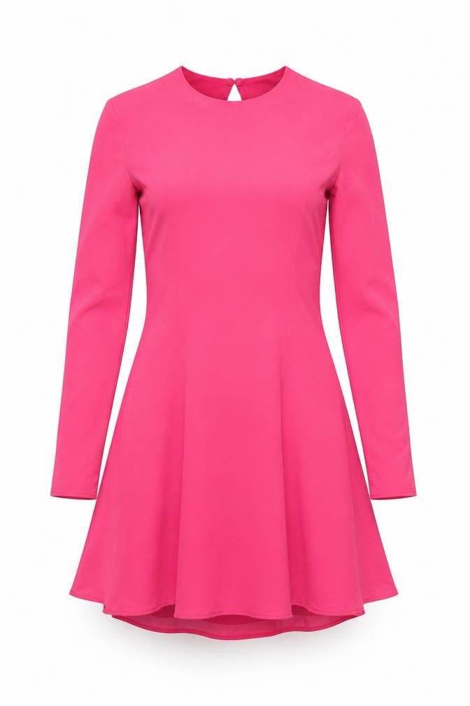 Bershka Womens Pink Polyester Fit & Flare Size L Round Neck Zip
