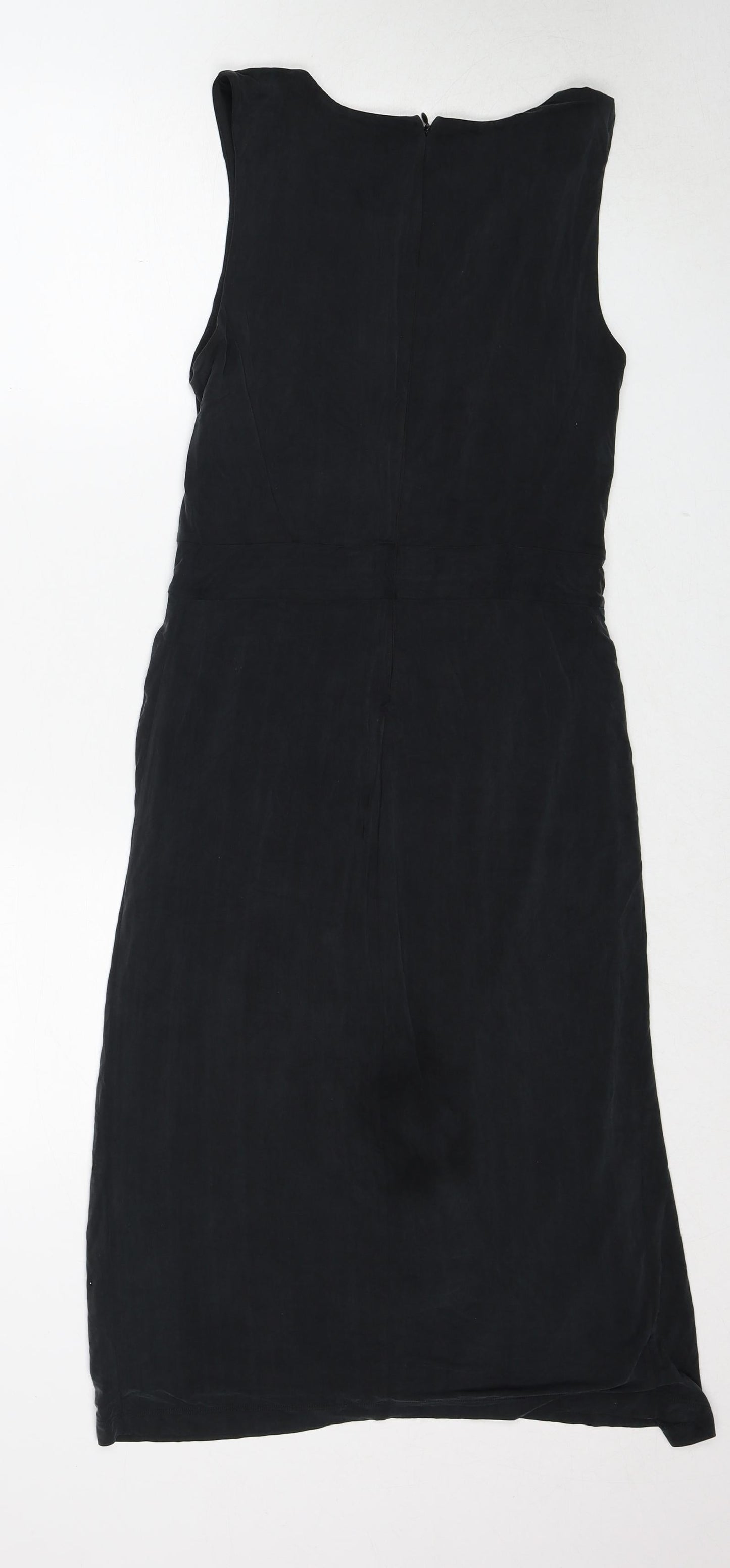 French Connection Womens Black Cupro A-Line Size 10 Round Neck Zip