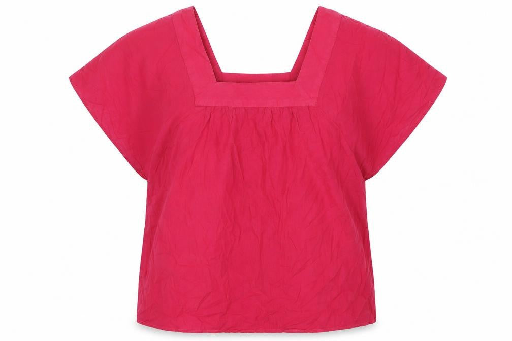 Marks and Spencer Womens Pink Cotton Basic Blouse Size 14 Square Neck