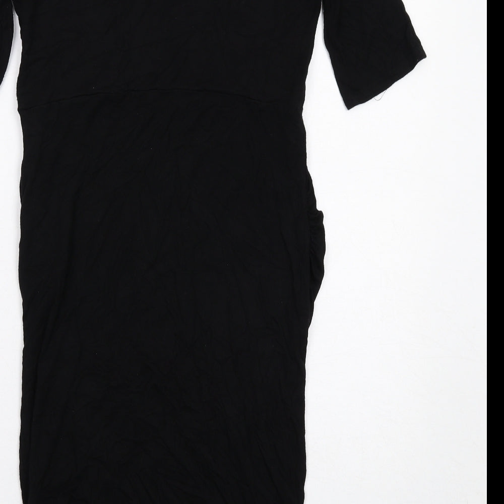 ASOS Womens Black Viscose Shift Size 10 Round Neck Pullover