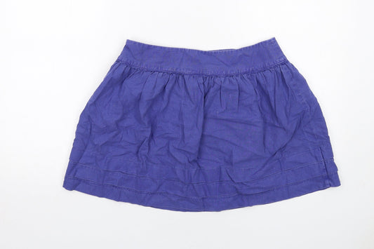Topshop Womens Blue Linen Skater Skirt Size 12 Zip