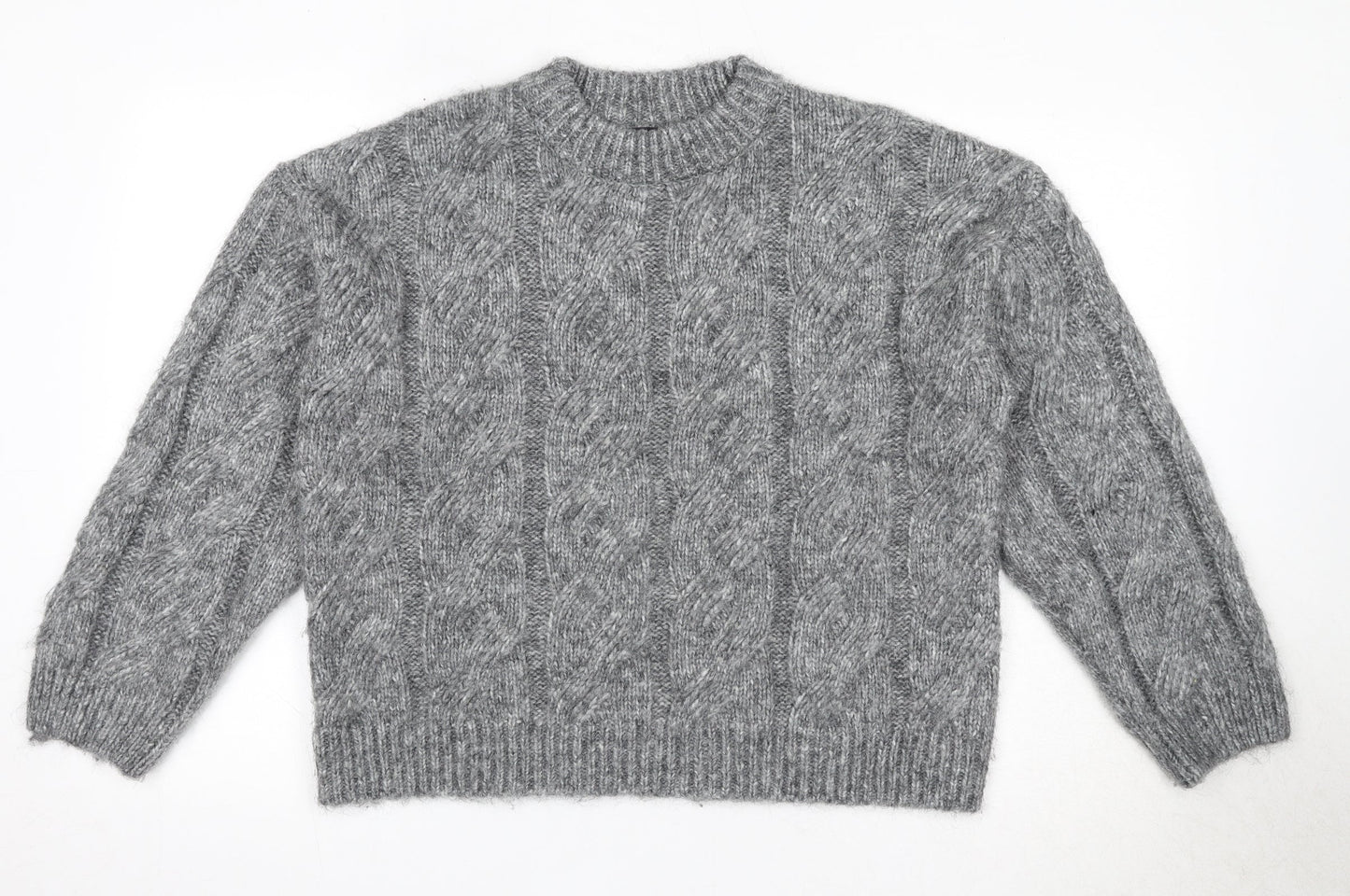 Marks and Spencer Womens Grey Round Neck Polyester Pullover Jumper Size M