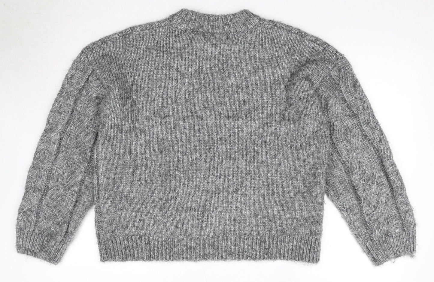 Marks and Spencer Womens Grey Round Neck Polyester Pullover Jumper Size M