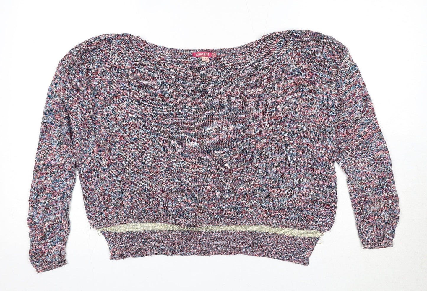 Smash Womens Multicoloured Boat Neck Polyester Pullover Jumper Size S