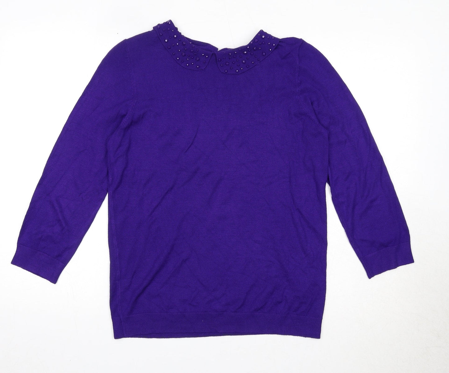 Debenhams Womens Purple Collared Viscose Pullover Jumper Size 12