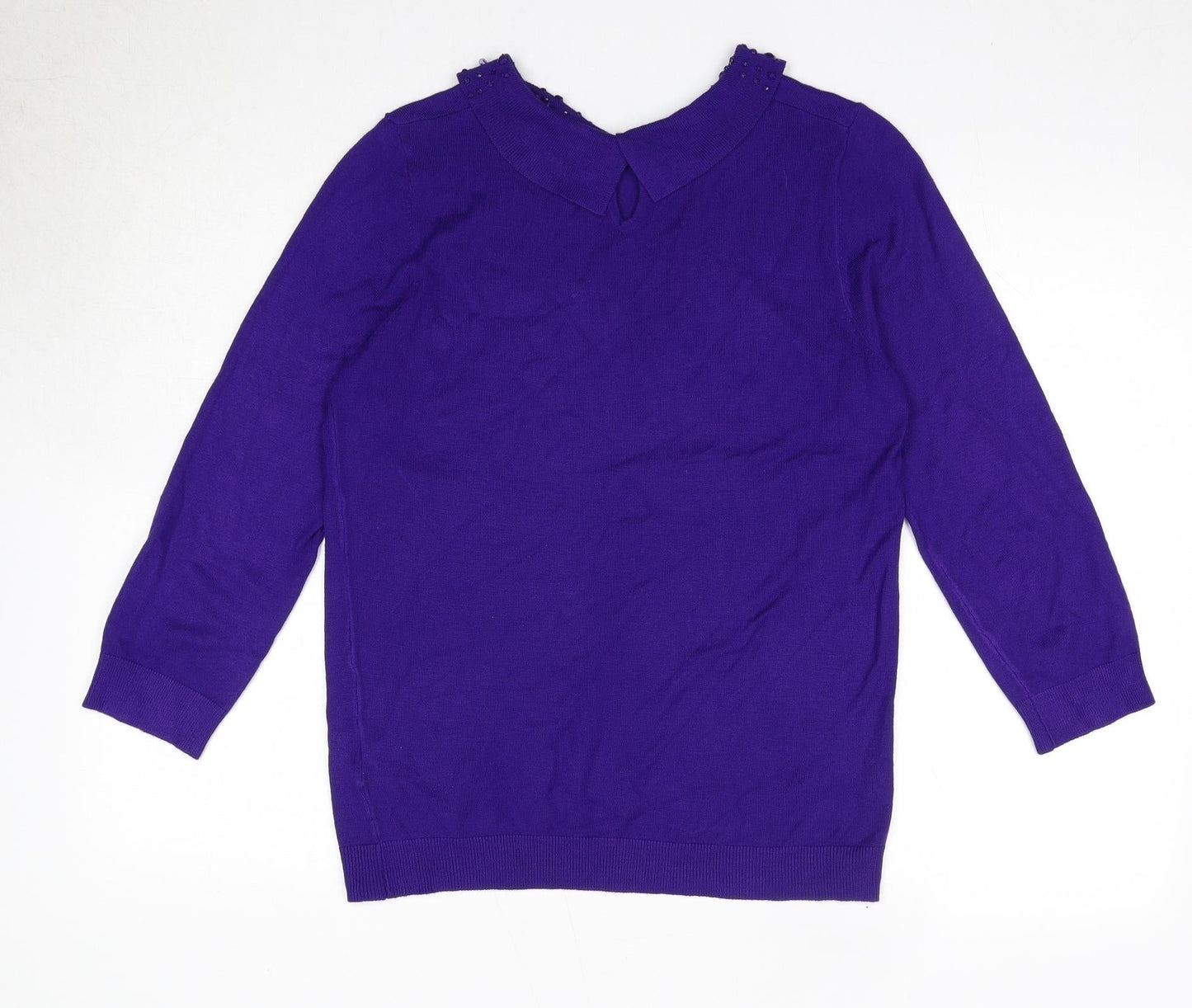Debenhams Womens Purple Collared Viscose Pullover Jumper Size 12