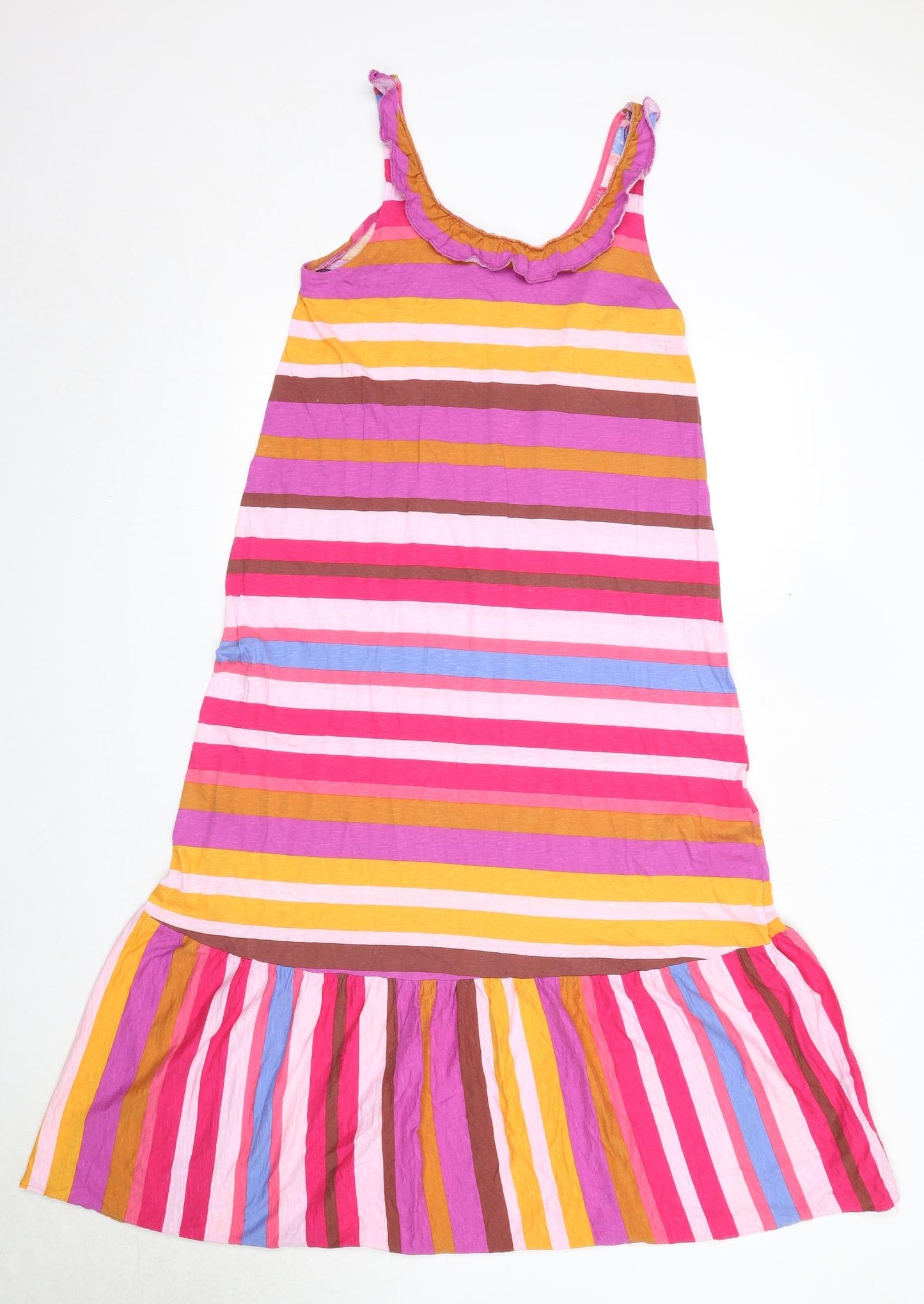 H&M Womens Multicoloured Striped Cotton Tank Dress Size S Scoop Neck