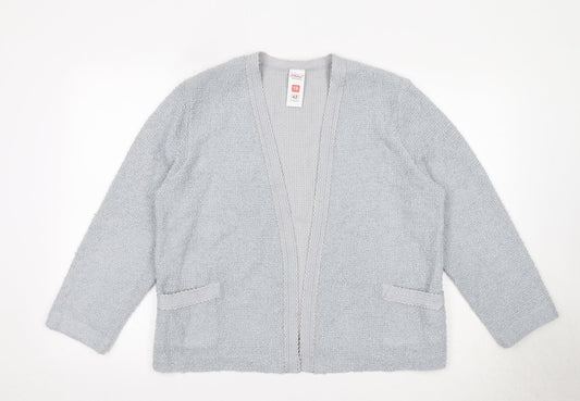 St Michael Womens Grey V-Neck Acrylic Cardigan Jumper Size 14