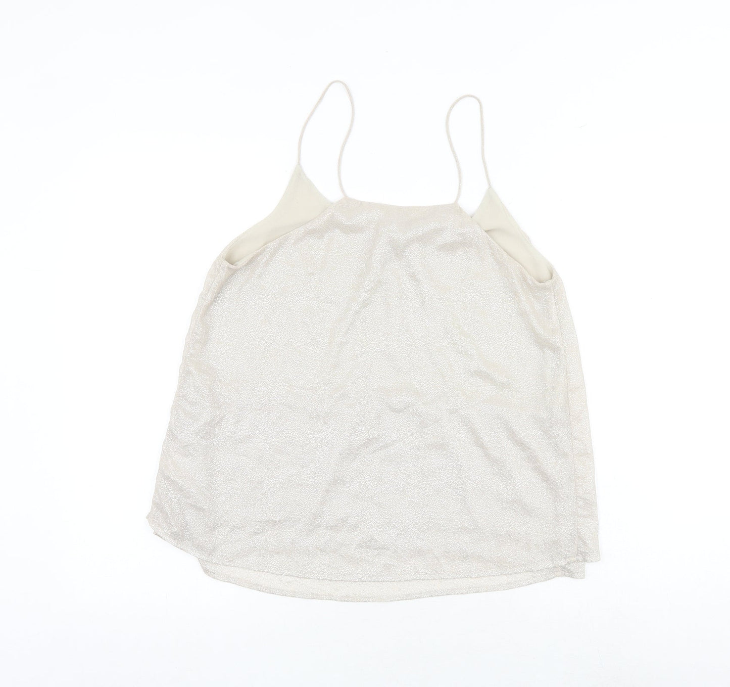 H&M Womens Gold Geometric Polyester Basic Tank Size 6 Round Neck