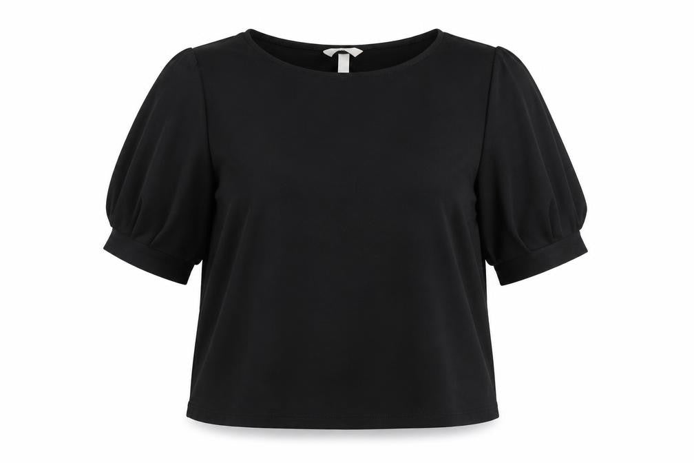H&M Womens Black Polyester Basic Blouse Size M Round Neck