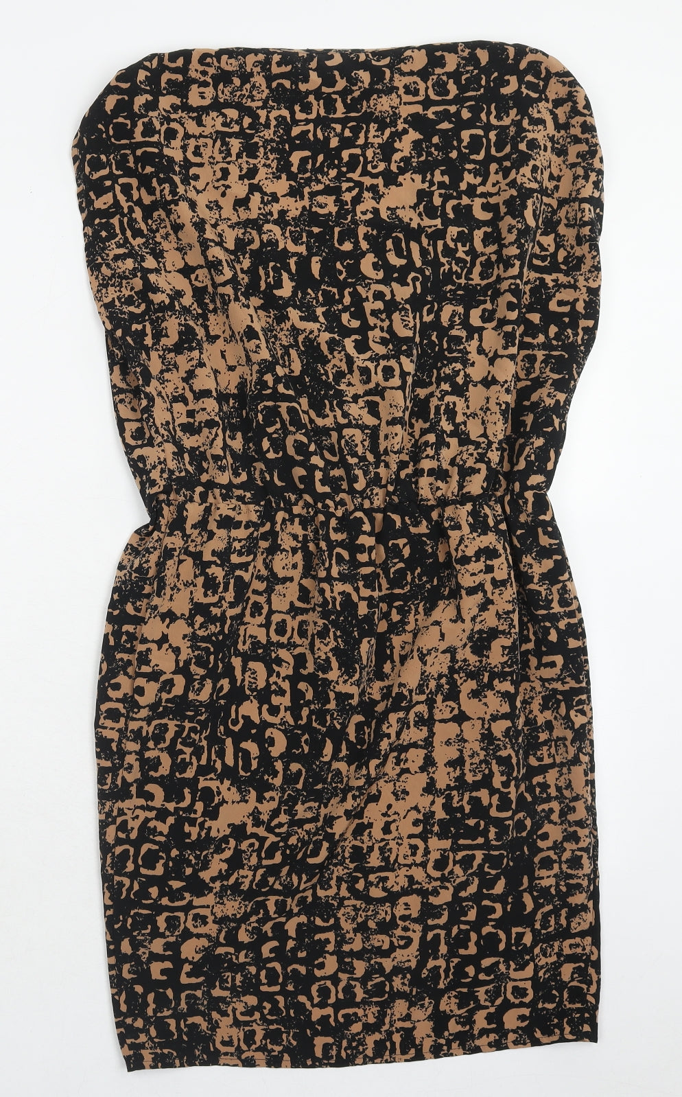 Topshop Womens Brown Geometric Polyester A-Line Size 10 V-Neck Pullover
