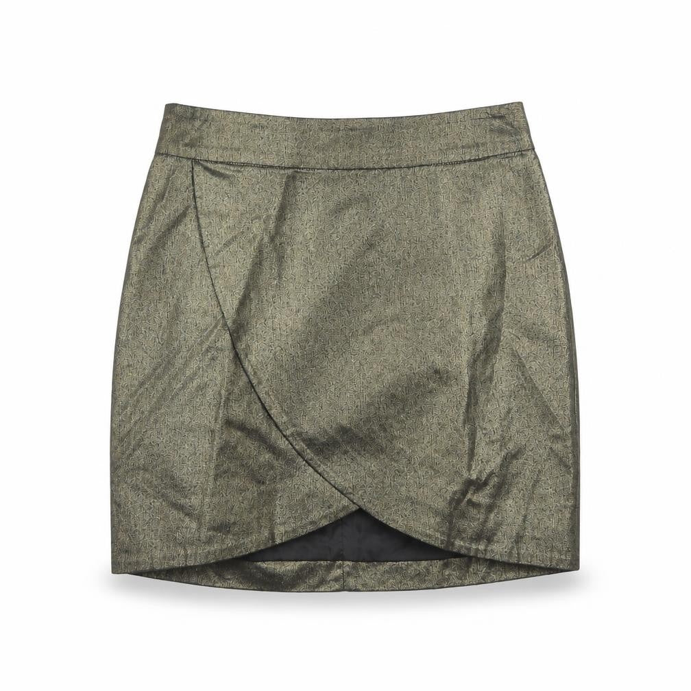 Bershka Womens Gold Cotton A-Line Skirt Size S Zip