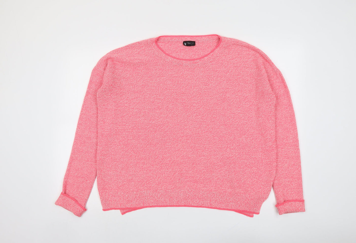 Topshop Womens Pink Round Neck Acrylic Pullover Jumper Size 10