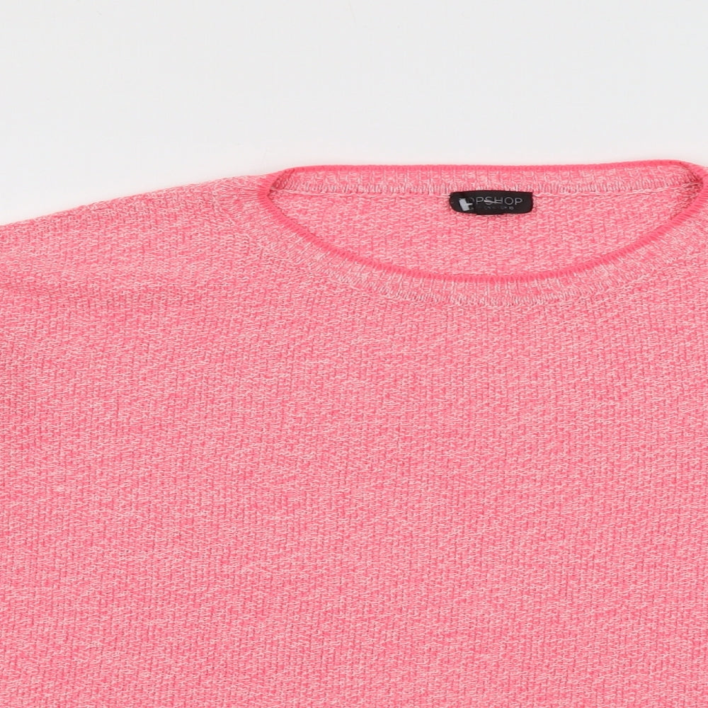 Topshop Womens Pink Round Neck Acrylic Pullover Jumper Size 10