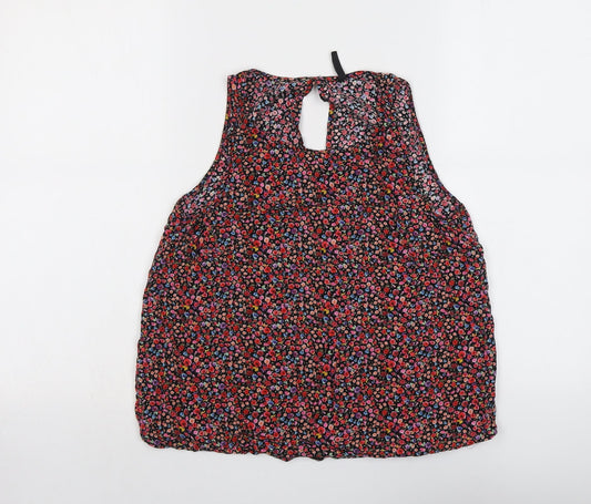 Stradivarius Womens Multicoloured Floral Polyester Basic Blouse Size M Boat Neck