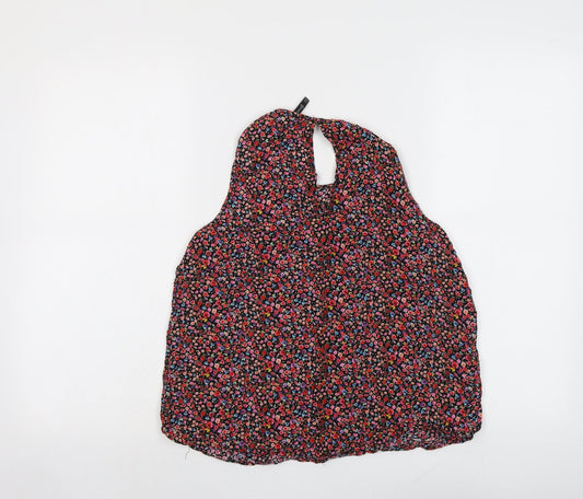 Stradivarius Womens Multicoloured Floral Polyester Basic Blouse Size M Boat Neck