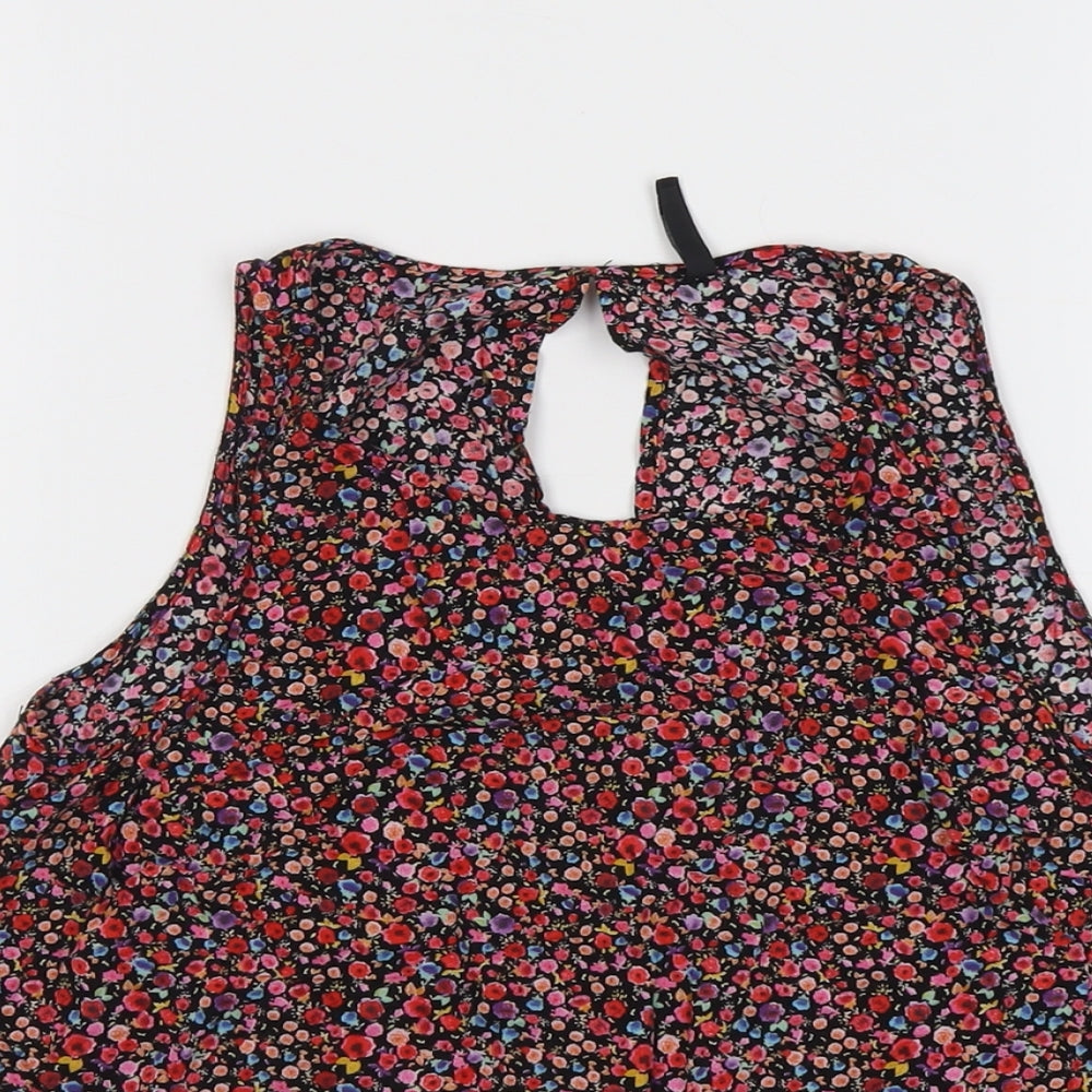 Stradivarius Womens Multicoloured Floral Polyester Basic Blouse Size M Boat Neck