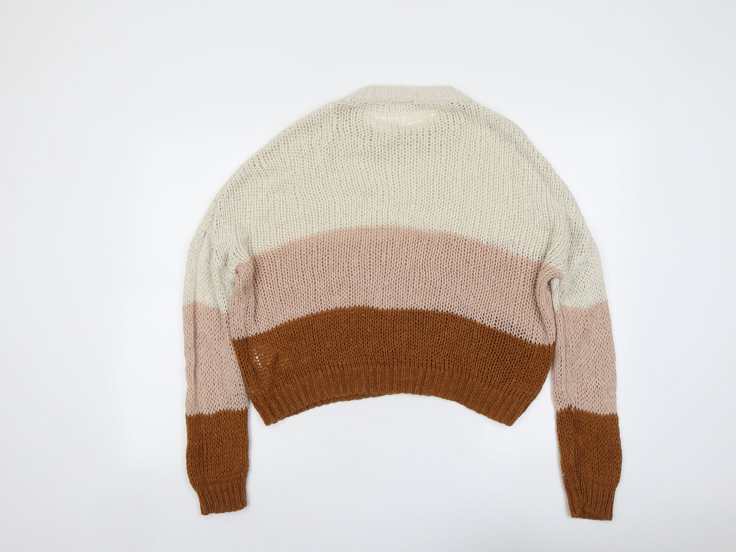 VILA Womens Multicoloured Round Neck Striped Acrylic Pullover Jumper Size XS