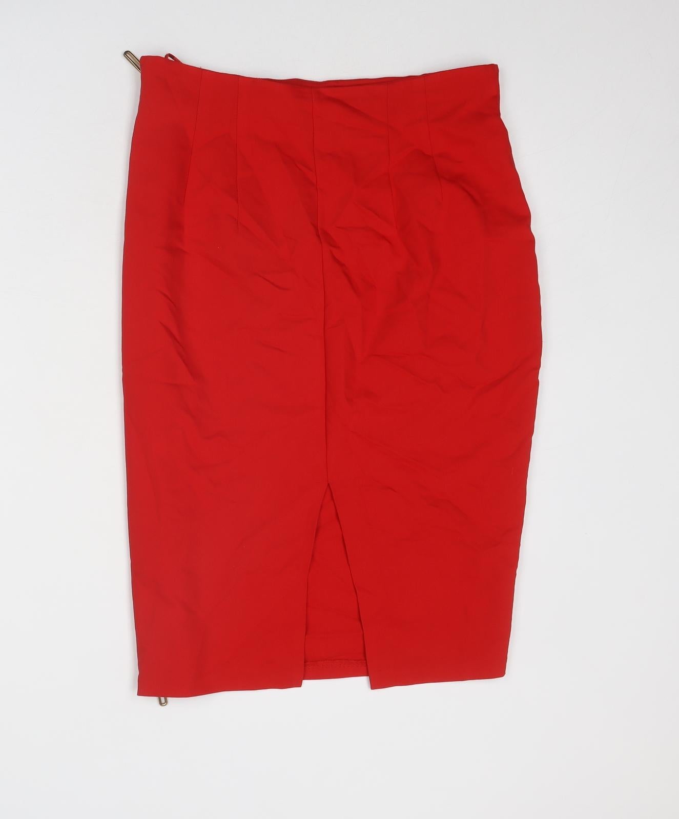 adL Womens Red Polyester Straight & Pencil Skirt Size L Zip - Full side zip