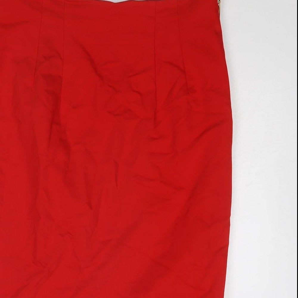 adL Womens Red Polyester Straight & Pencil Skirt Size L Zip - Full side zip