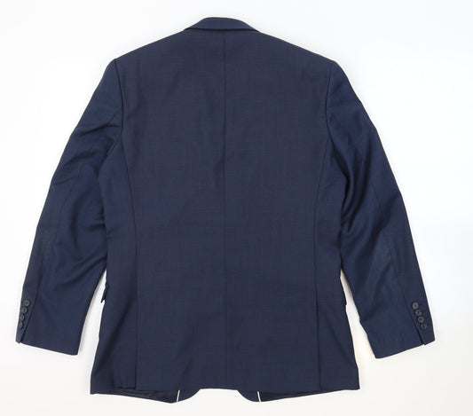 Racing Green Mens Blue Wool Jacket Suit Jacket Size 40 Regular