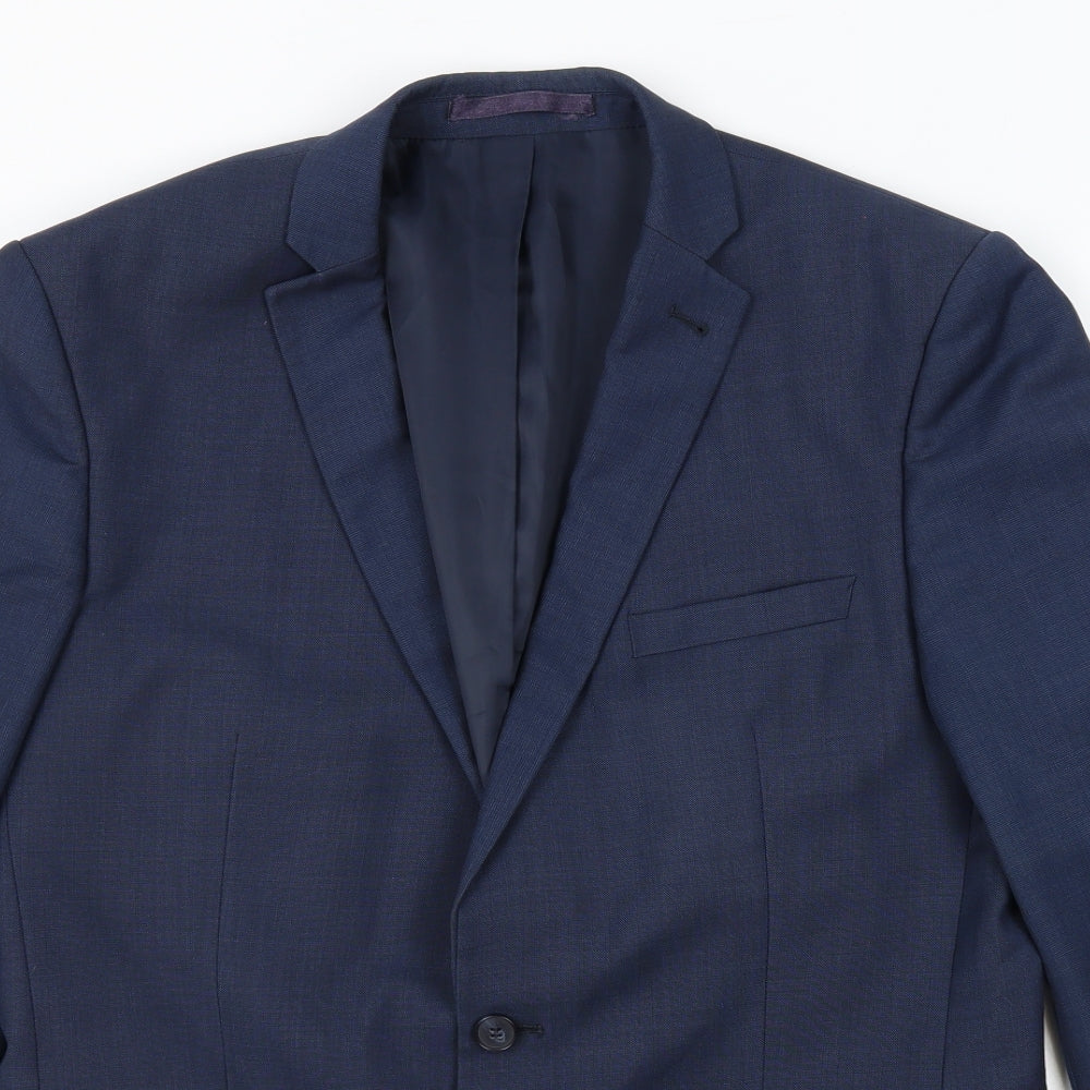 Racing Green Mens Blue Wool Jacket Suit Jacket Size 40 Regular