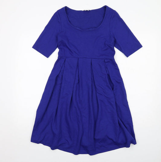 mamas & papas Womens Blue Polyester Fit & Flare Size 10 Scoop Neck Pullover