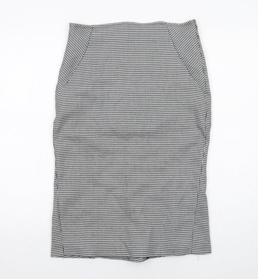 Miss Selfridge Womens Black Geometric Polyester A-Line Skirt Size 10 Zip
