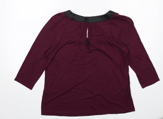 Per Una Womens Purple Modal Basic Blouse Size 14 Boat Neck - Embellished Neckline