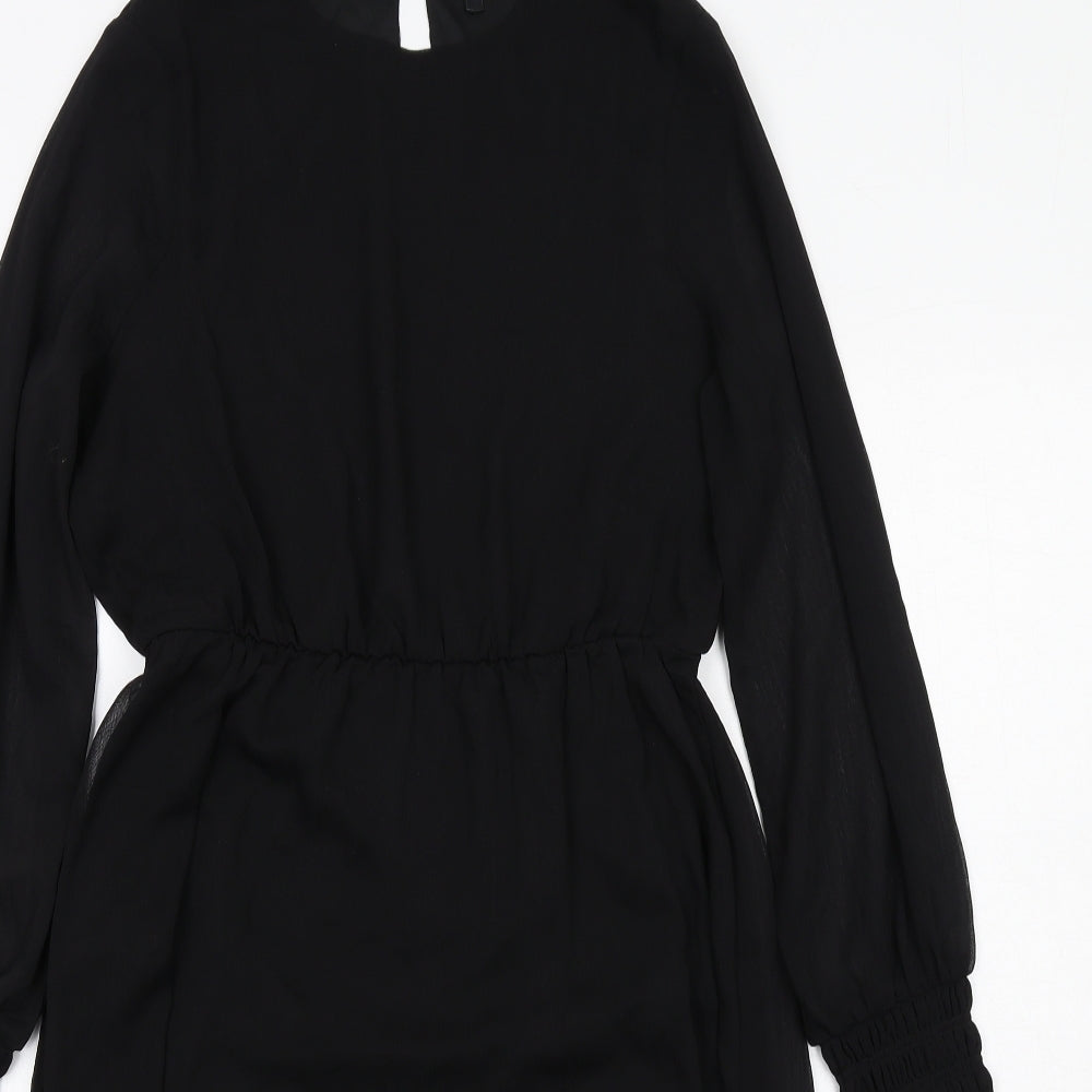 VERO MODA Womens Black Polyester A-Line Size S Round Neck Button