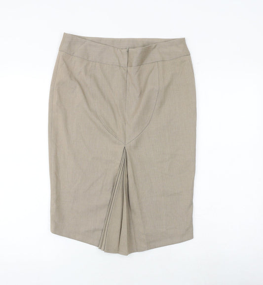Sticky Fingers Womens Beige Polyester Straight & Pencil Skirt Size 12 Zip - Pleated Detail