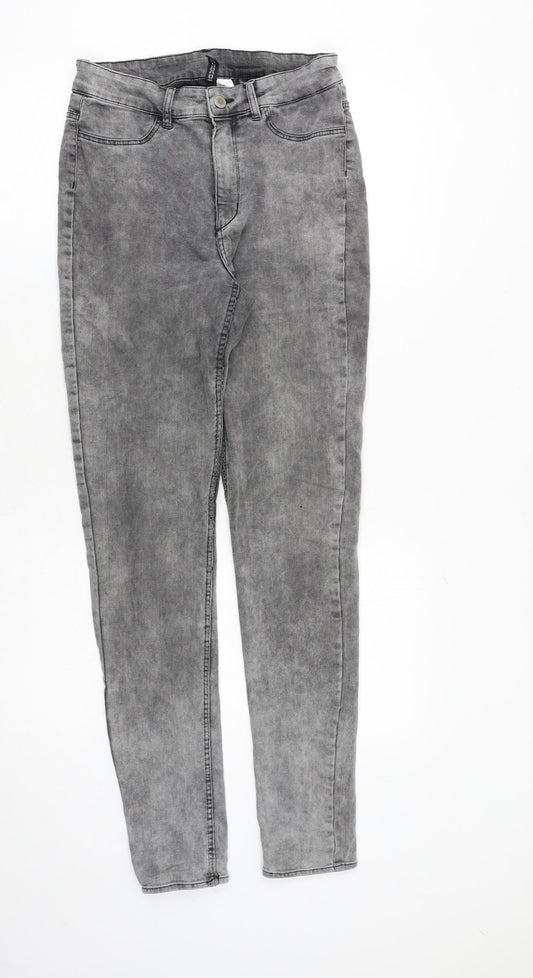 H&M Womens Grey Cotton Skinny Jeans Size 10 Regular Zip