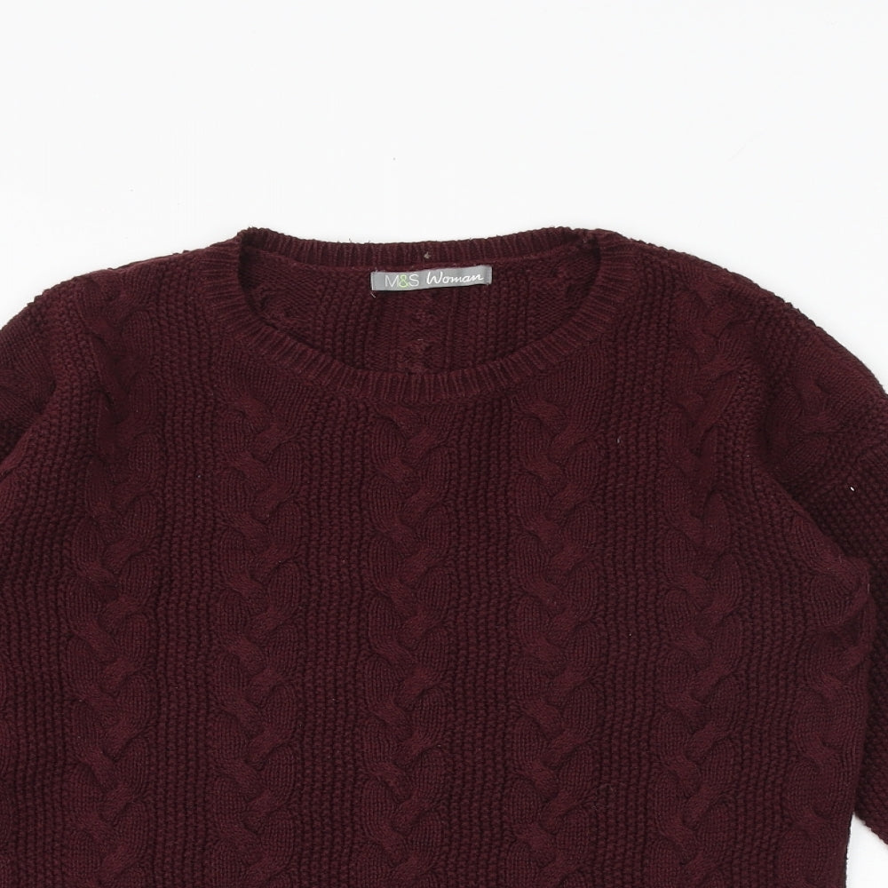 Marks and Spencer Womens Purple Round Neck Cotton Pullover Jumper Size 8