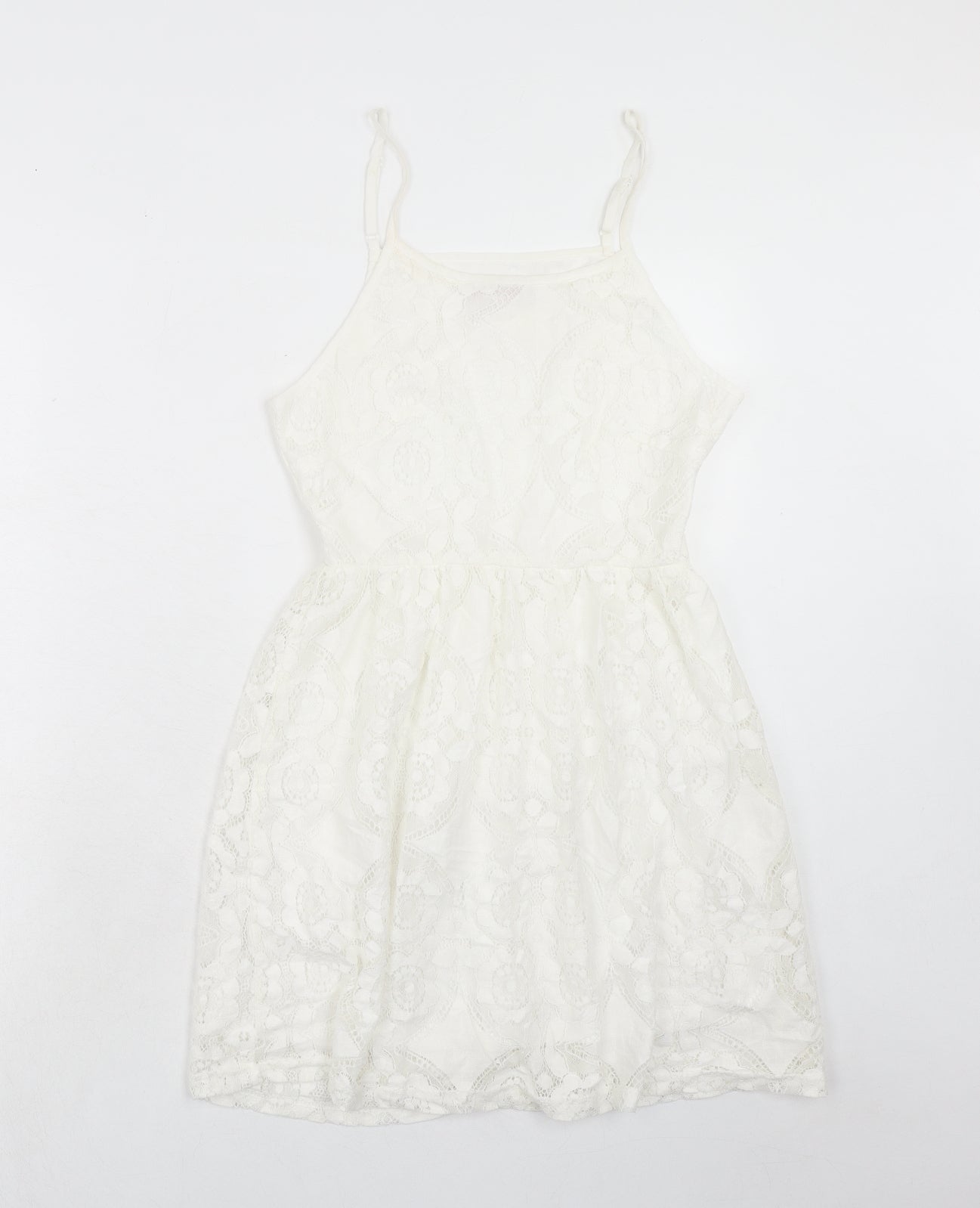 Pink Boutique Womens White Polyester Slip Dress Size 10 Scoop Neck Zip