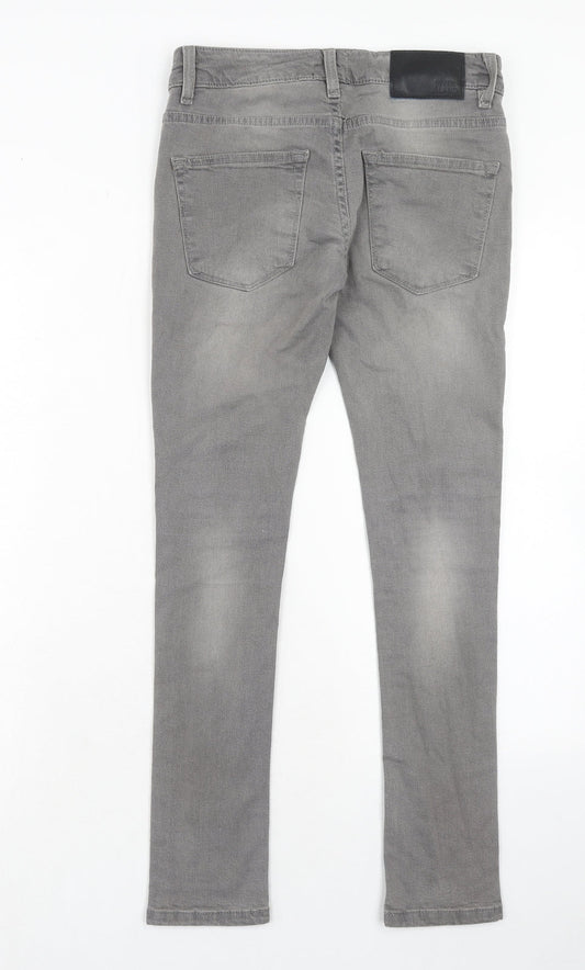 River Island Mens Grey Cotton Skinny Jeans Size 26 in Regular Zip