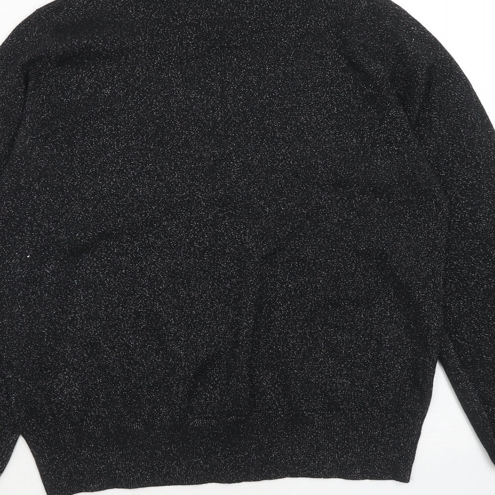 Marks and Spencer Womens Black Round Neck Polyester Pullover Jumper Size S