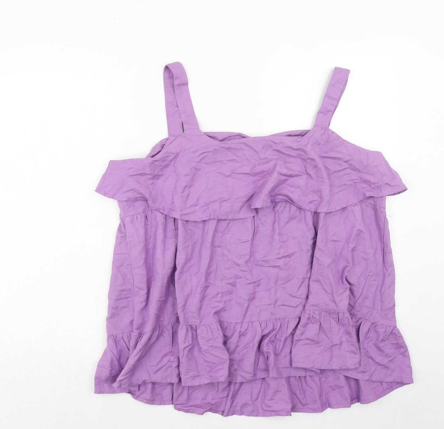 Simply Be Womens Purple Cotton Basic Tank Size 18 Square Neck