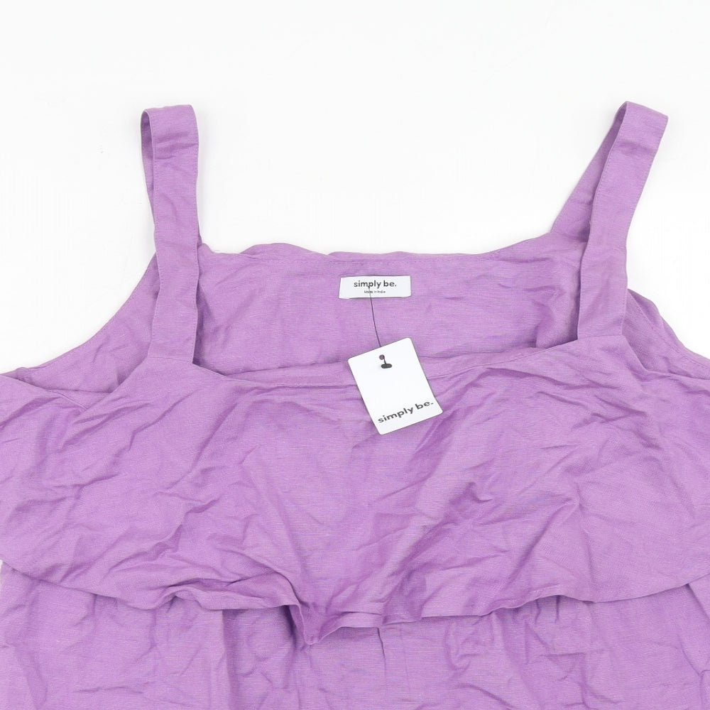 Simply Be Womens Purple Cotton Basic Tank Size 18 Square Neck