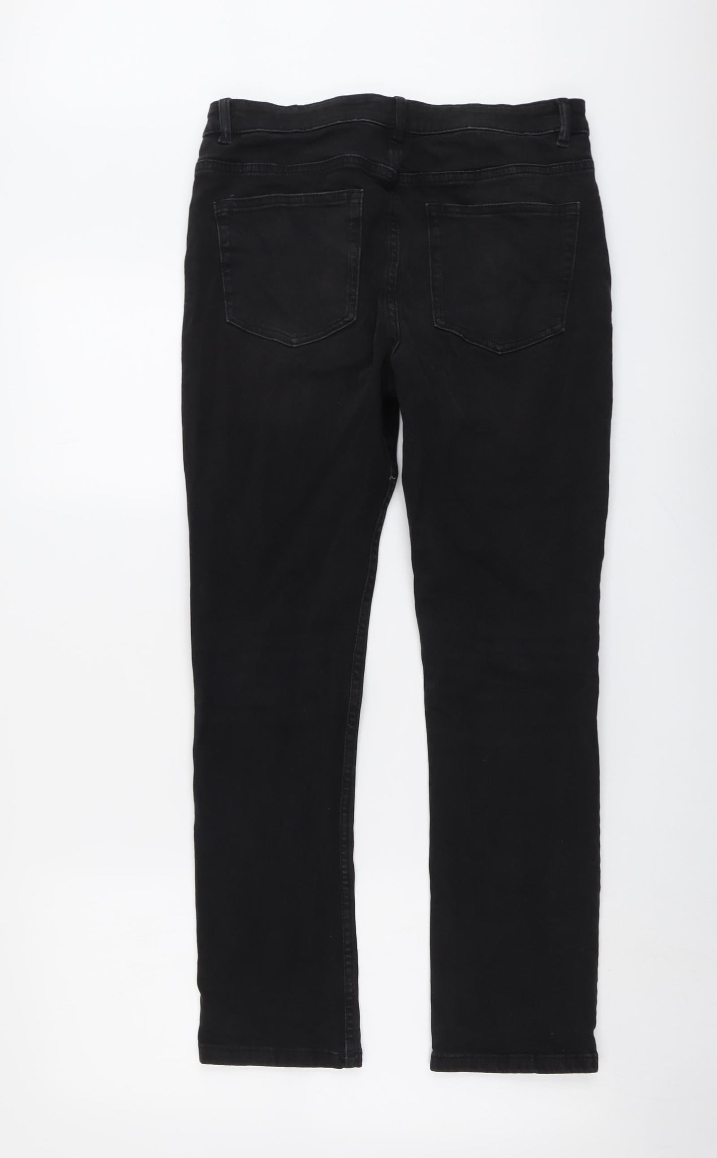 Marks and Spencer Boys Black Cotton Straight Jeans Size 14-15 Years Regular Button