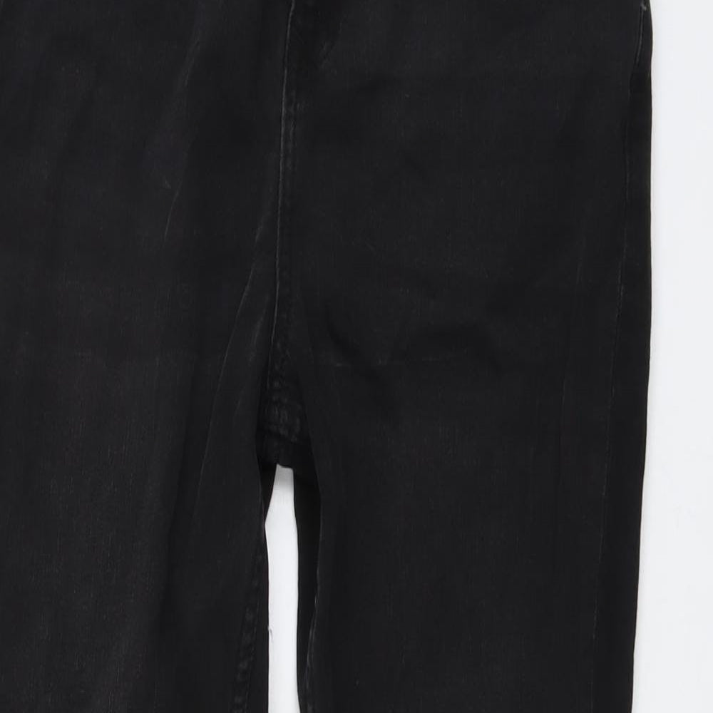 Marks and Spencer Boys Black Cotton Straight Jeans Size 14-15 Years Regular Button