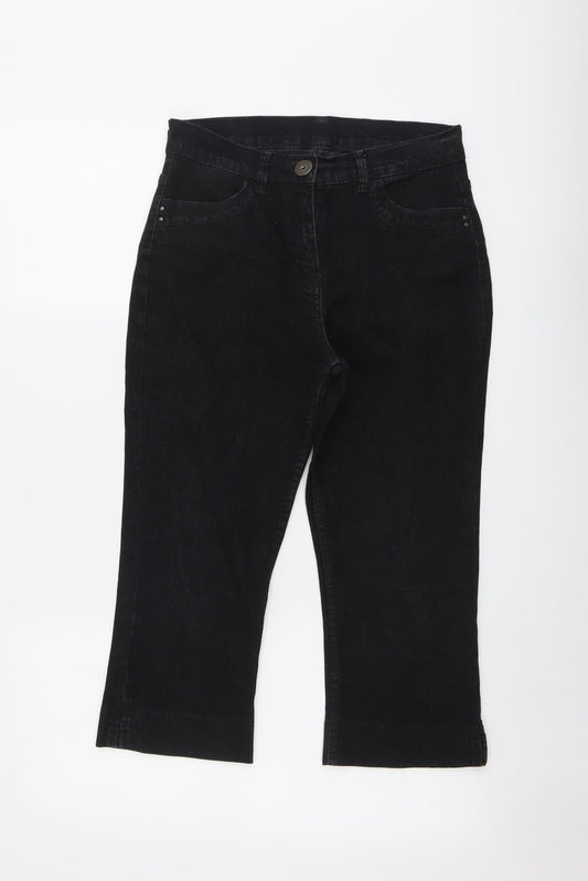 Marks and Spencer Womens Black Cotton Straight Jeans Size 10 L20 in Regular Button