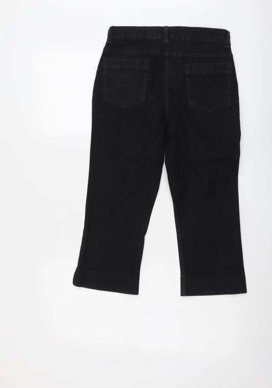Marks and Spencer Womens Black Cotton Straight Jeans Size 10 L20 in Regular Button