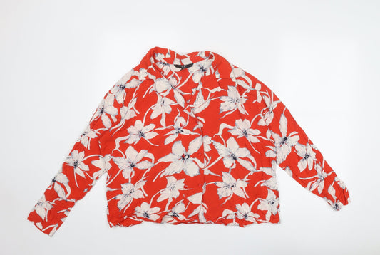Womens UK Size L VERO MODA Red Viscose Button-Up