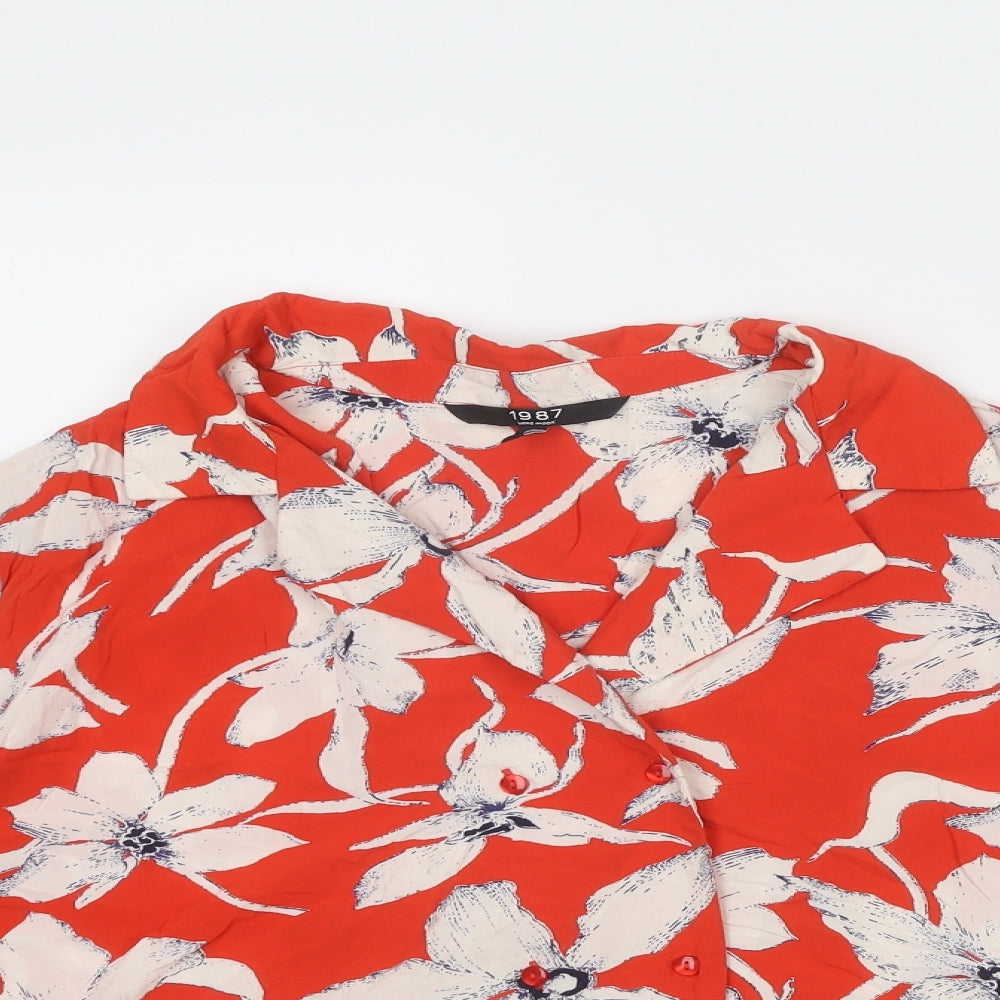 Womens UK Size L VERO MODA Red Viscose Button-Up