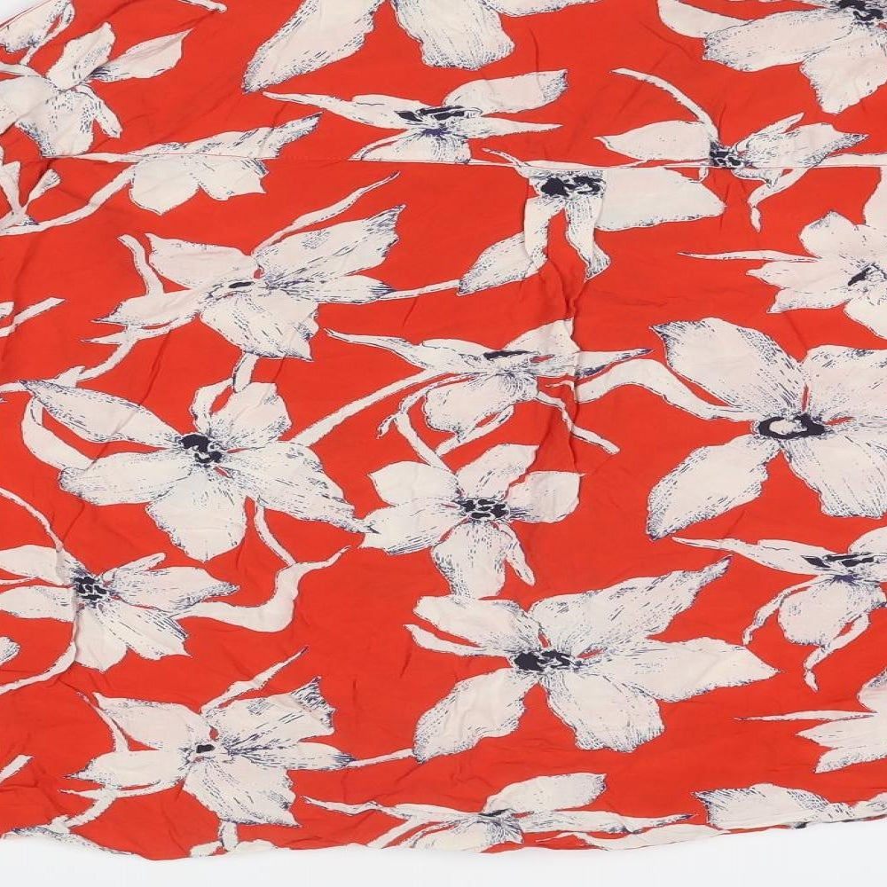 Womens UK Size L VERO MODA Red Viscose Button-Up