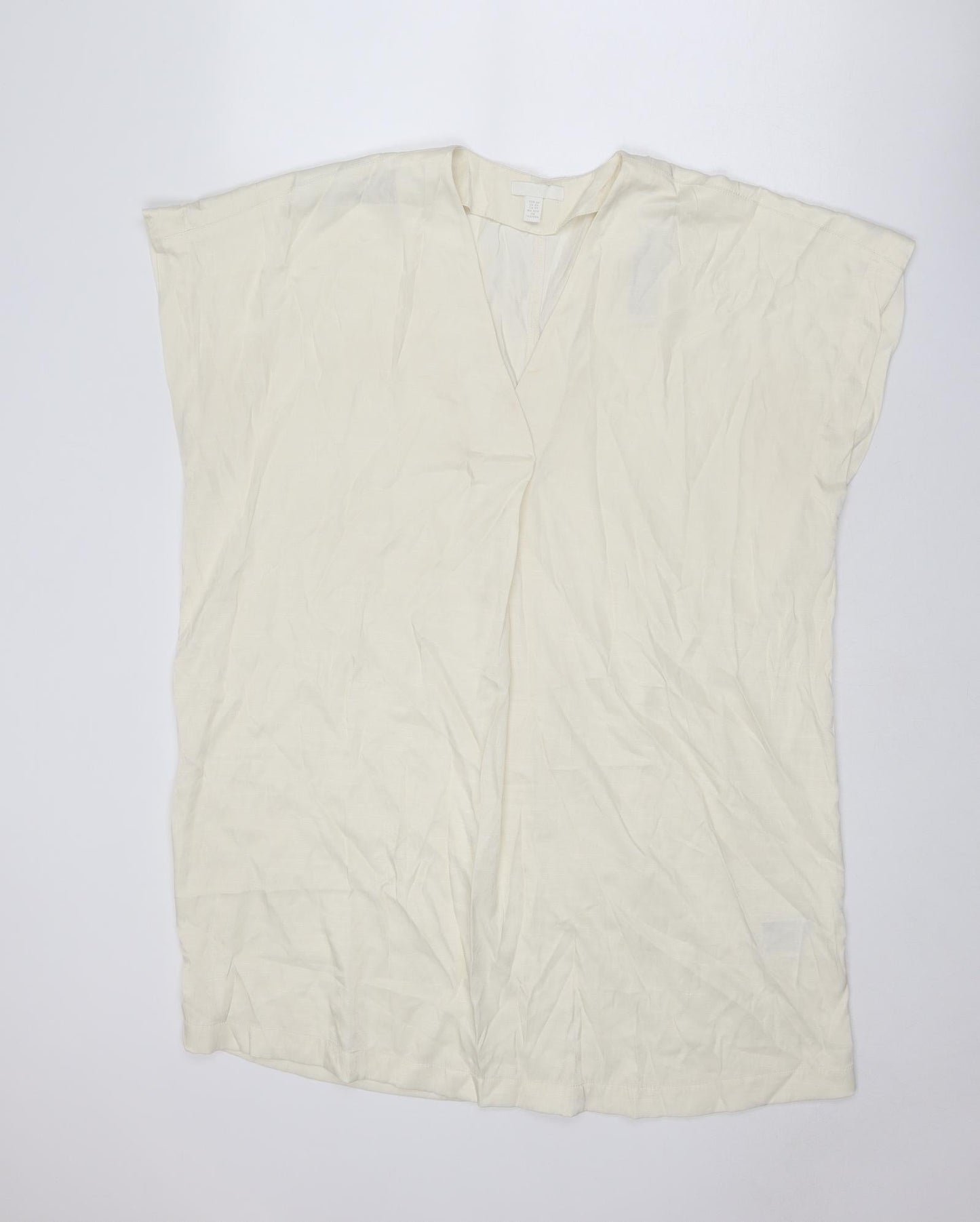 H&M Womens Ivory Polyester Trapeze & Swing Size XS V-Neck Pullover