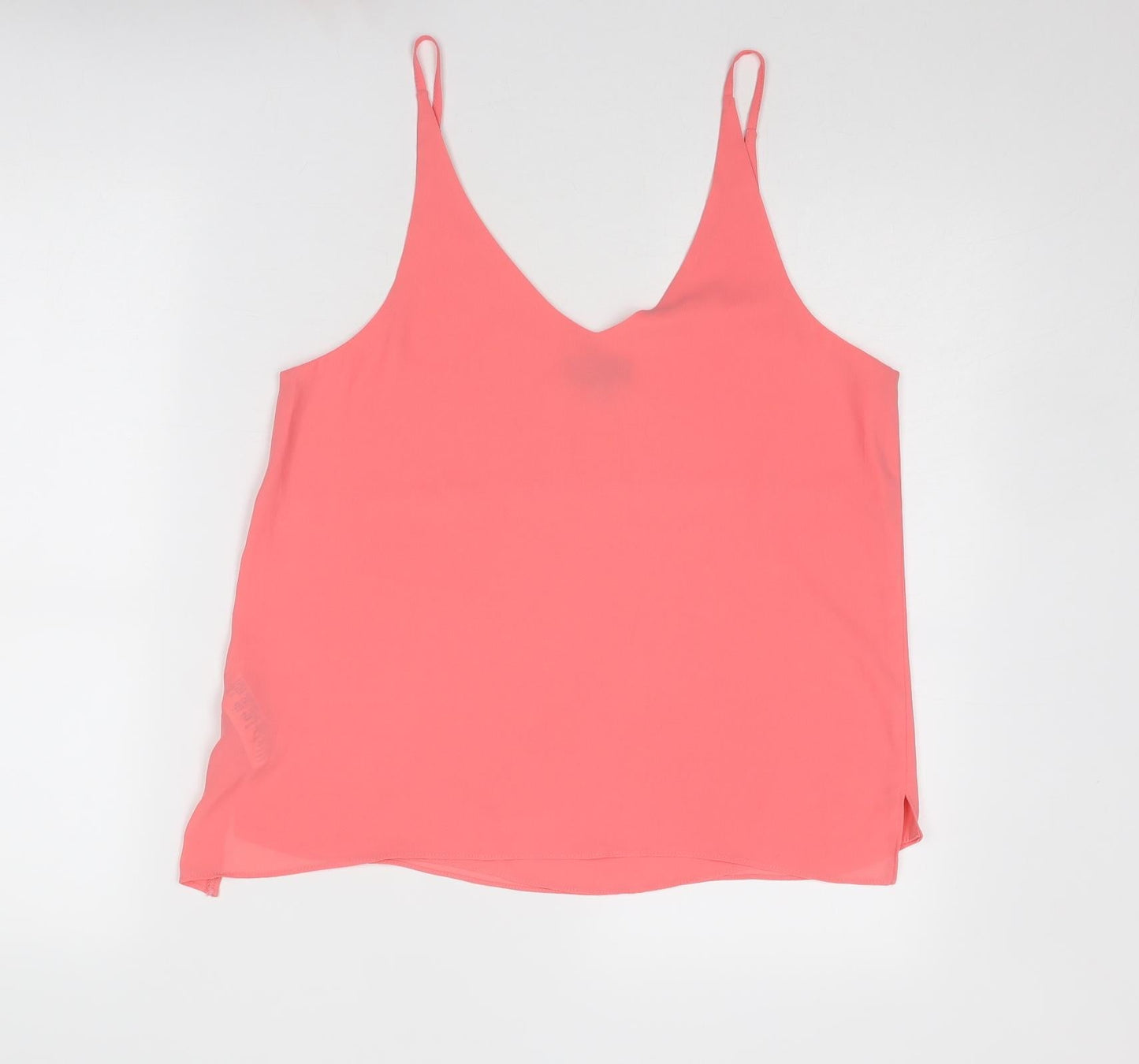 Topshop Womens Pink Polyester Basic Tank Size 12 V-Neck